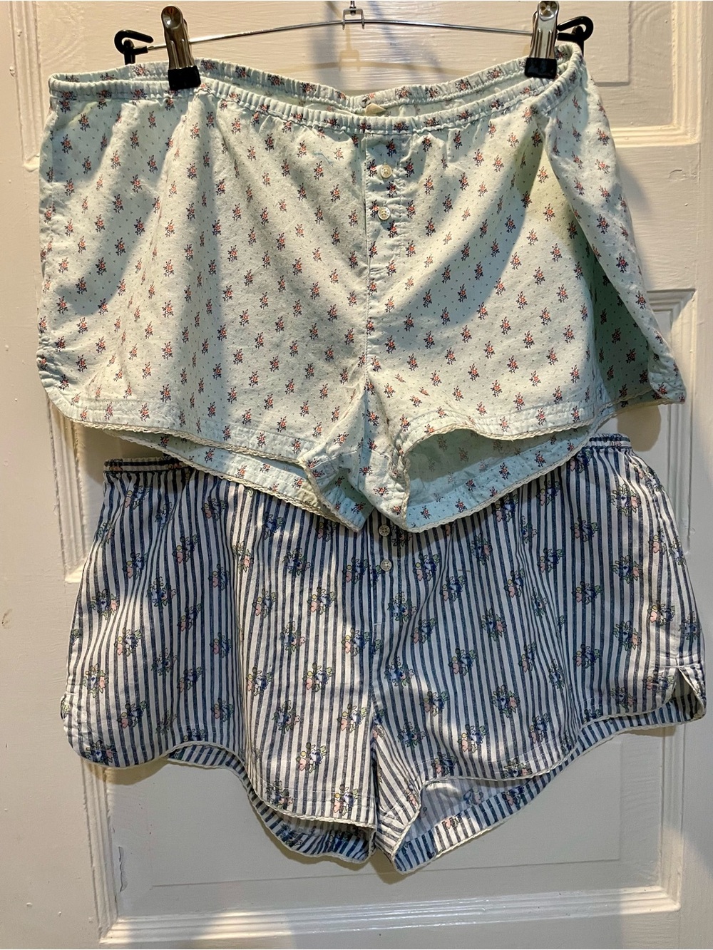 Aerie Floral Cotton Lounge Shorts - Light Mint & Blue Floral, XL